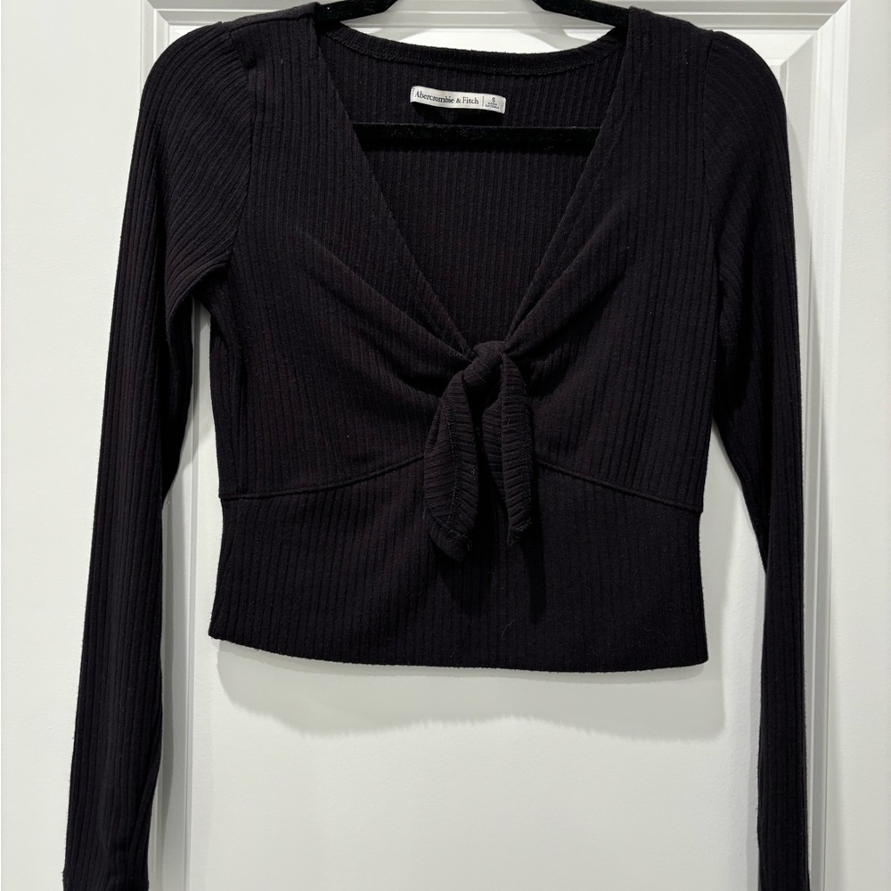 Abercrombie & Fitch Black Ribbed Crop Top
